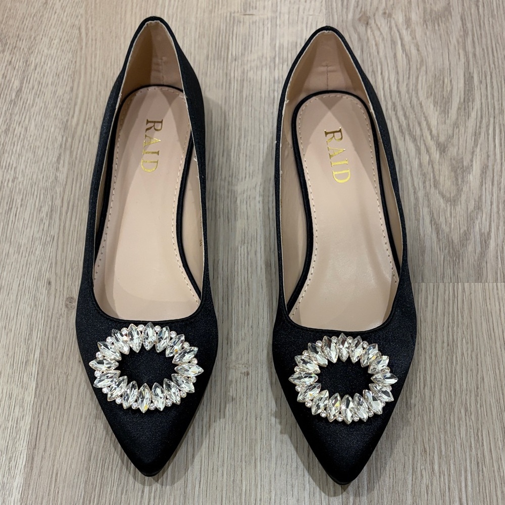 RAID Black Embellished Loafers
